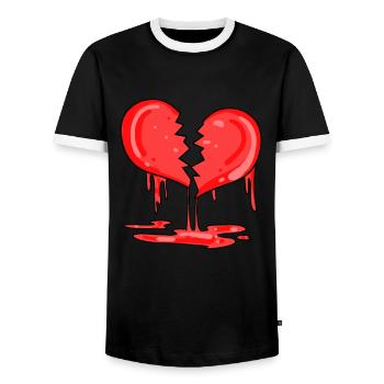Cœur brisé - T-shirt contrasté Homme - noir/blanc - Devant - AI Model Female 172 light (172cm) & AI Model Male 178 light (178cm)