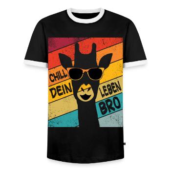 Chiller Giraffe Chill Your Life Giraffes Love - Men's Ringer Shirt - black/white - Front - AI Model Female 172 light (172cm) & AI Model Male 178 light (178cm)
