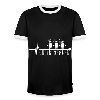 Choir Member Heartbeat Chorus Choral Music Notes - Men's Ringer Shirt - black/white - Front - AI Model Female 172 light (172cm) & AI Model Male 178 light (178cm)
