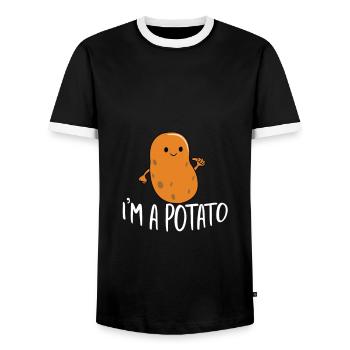 Je suis une patate drôle de cadeau de potato - T-shirt contrasté Homme - noir/blanc - Devant - AI Model Female 172 light (172cm) & AI Model Male 178 light (178cm)