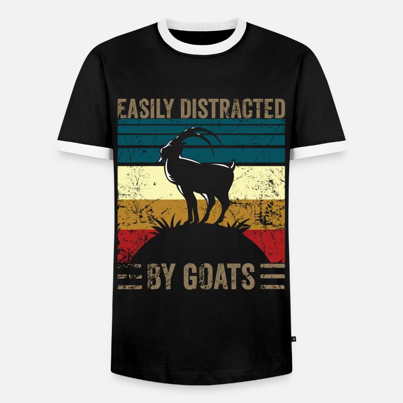 Easily distracted by goats - Männer Kontrast-T-Shirt - Schwarz/Weiß