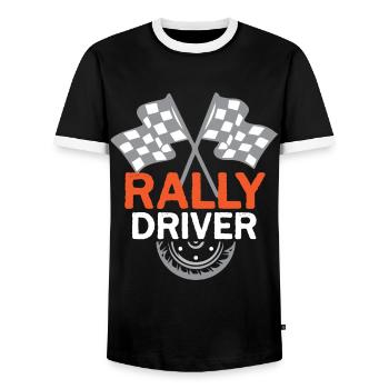 Rally Racing Race Motorsport - Men's Ringer Shirt - black/white - Front - AI Model Female 172 light (172cm) & AI Model Male 178 light (178cm)