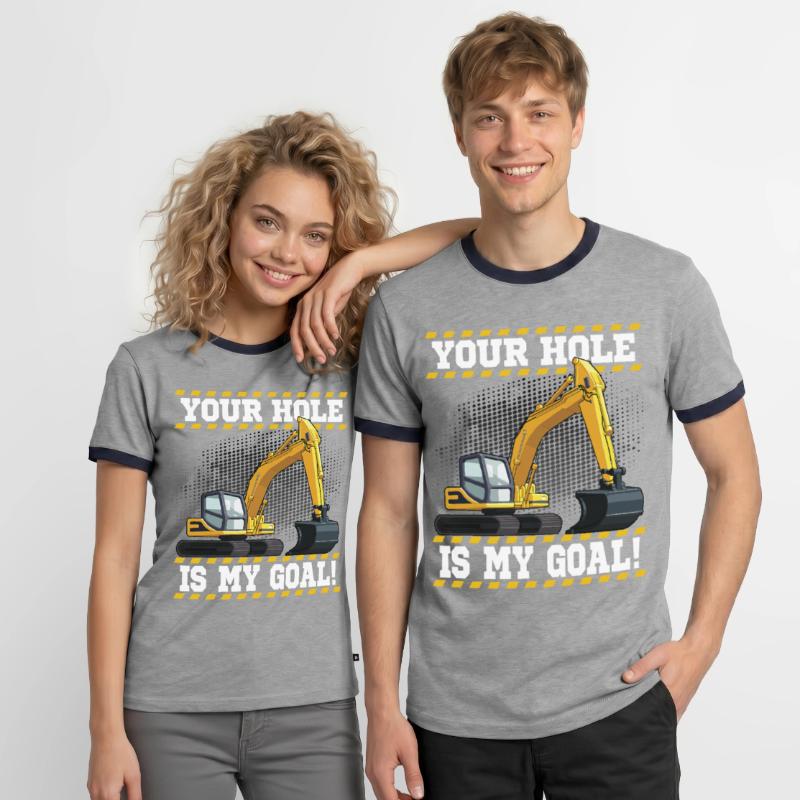 Excavator Machine Operator Work Occupation Construction Work Men's Ringer Shirt