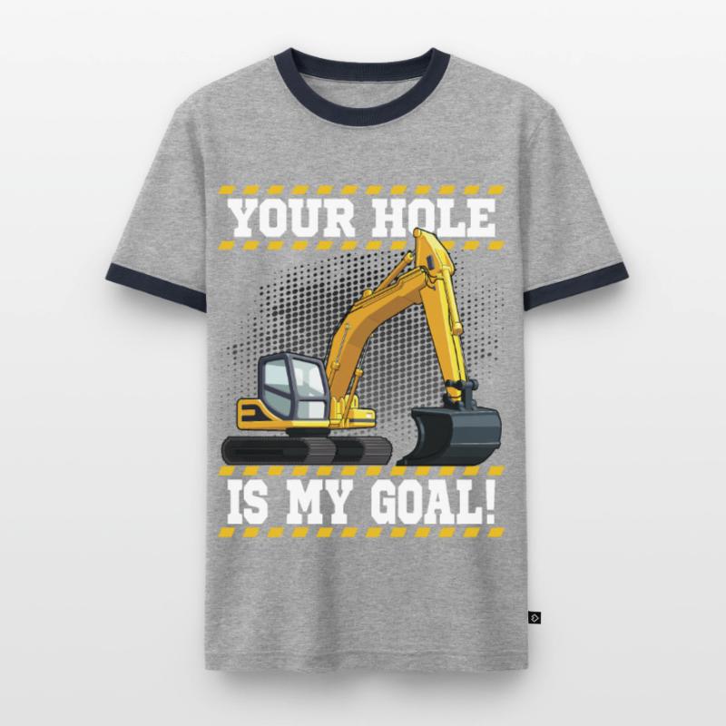 Excavator Machine Operator Work Occupation Construction Work Men's Ringer Shirt