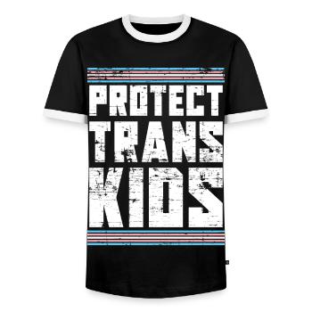 Protect Trans Kids LGBT Transgender - Men's Ringer Shirt - black/white - Front - AI Model Female 172 light (172cm) & AI Model Male 178 light (178cm)