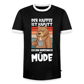Kaffee Ist Kaputt Ich Bin Immernoch Müde Bär - Männer Kontrast-T-Shirt - Schwarz/Weiß - Vorne - AI Model Female 172 light (172cm) & AI Model Male 178 light (178cm)