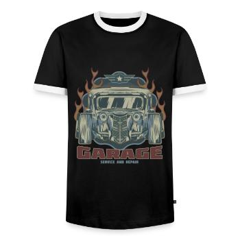 Hotrod Garage Cars Vintage Retro American Hot Rod - T-shirt contrasté Homme - noir/blanc - Devant - AI Model Female 172 light (172cm) & AI Model Male 178 light (178cm)