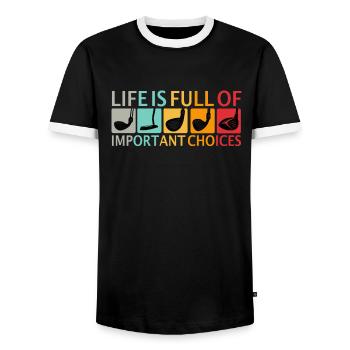 Golfer Life Is Full Of Important Choices Sort - T-shirt contrasté Homme - noir/blanc - Devant - AI Model Female 172 light (172cm) & AI Model Male 178 light (178cm)