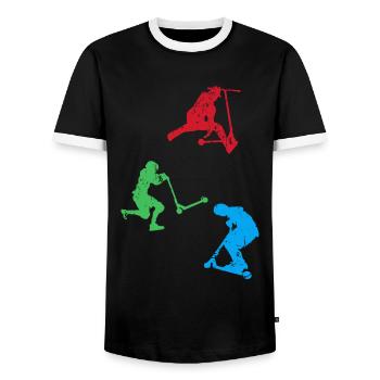 Scooter Fahrer Freestyle Scooter Stuntscooter - T-shirt contrasté Homme - noir/blanc - Devant - AI Model Female 172 light (172cm) & AI Model Male 178 light (178cm)