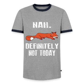 Lazy fox for fox lovers - Men's Ringer Shirt - grey/navy  - Front - AI Model Female 172 light (172cm) & AI Model Male 178 light (178cm)