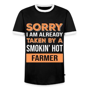 Rigolo agriculteur sort ferme sort - T-shirt contrasté Homme - noir/blanc - Devant - AI Model Female 172 light (172cm) & AI Model Male 178 light (178cm)