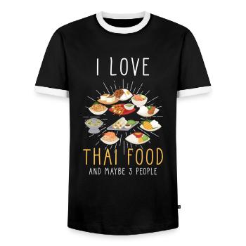 Thaï food thaïlandaise - T-shirt contrasté Homme - noir/blanc - Devant - AI Model Female 172 light (172cm) & AI Model Male 178 light (178cm)