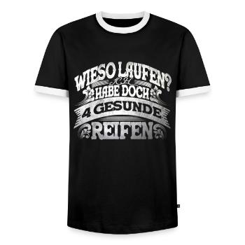 4 Gesunde Reifen KFZ-Mechaniker Auto Schrauber - Männer Kontrast-T-Shirt - Schwarz/Weiß - Vorne - AI Model Female 172 light (172cm) & AI Model Male 178 light (178cm)