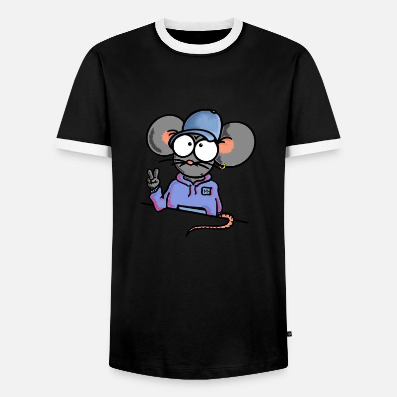 Mouse shows Peace - Men's Ringer Shirt - black/white