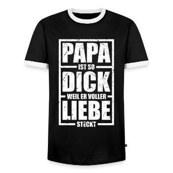 Papa ist so dick weil er voller Liebe steckt Vater - Männer Kontrast-T-Shirt - Schwarz/Weiß - Vorne - AI Model Female 172 light (172cm) & AI Model Male 178 light (178cm)