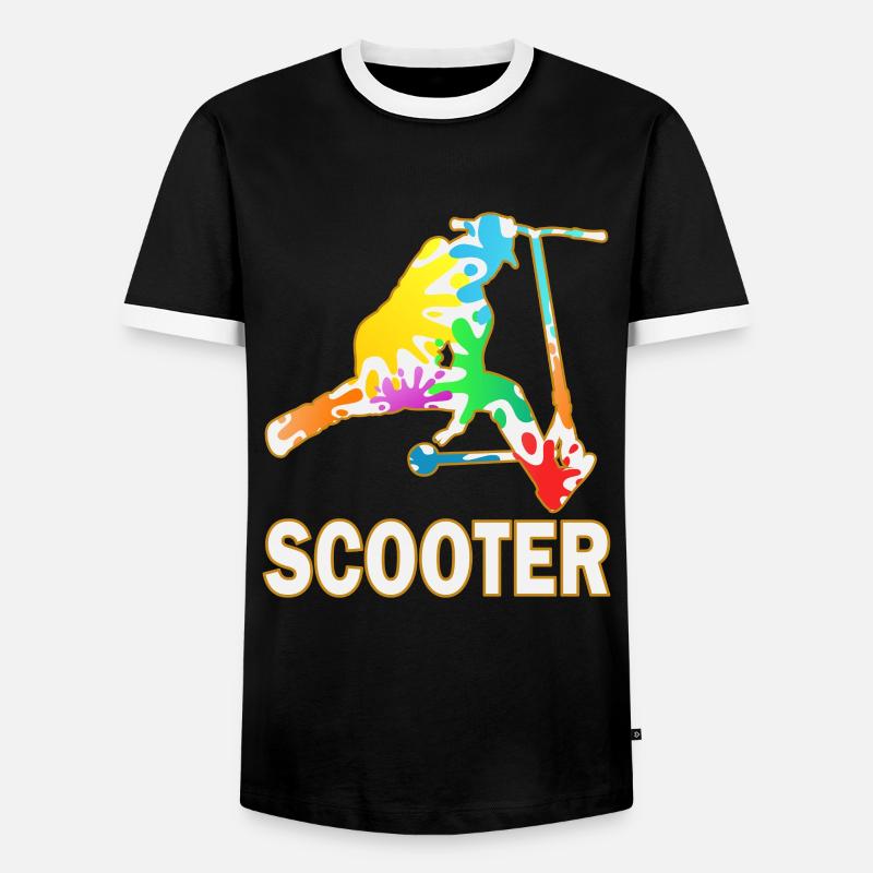 Stunt Scooter Elektro Roller Tretroller - Männer Kontrast-T-Shirt - Schwarz/Weiß