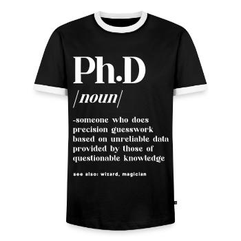 Definiton Doctorant - T-shirt contrasté Homme - noir/blanc - Devant - AI Model Female 172 light (172cm) & AI Model Male 178 light (178cm)