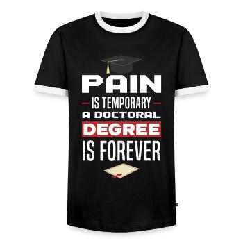 Drôle de doctorant Sort - T-shirt contrasté Homme - noir/blanc - Devant - AI Model Female 172 light (172cm) & AI Model Male 178 light (178cm)