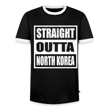 North Korea North Korea - Men's Ringer Shirt - black/white - Front - AI Model Female 172 light (172cm) & AI Model Male 178 light (178cm)