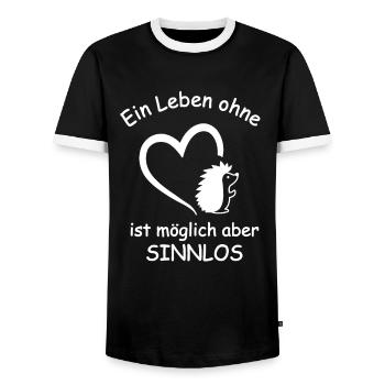 Igel Spruch Herz Stacheltier Stacheligel Geschenk - Männer Kontrast-T-Shirt - Schwarz/Weiß - Vorne - AI Model Female 172 light (172cm) & AI Model Male 178 light (178cm)