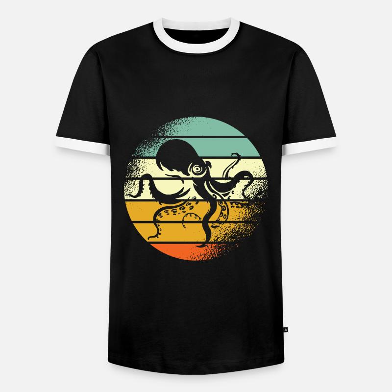 Squid Retro Octopus - Men's Ringer Shirt - black/white