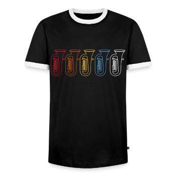Tuba Graphic Tubist Tuba Player Gift - Men's Ringer Shirt - black/white - Front - AI Model Female 172 light (172cm) & AI Model Male 178 light (178cm)