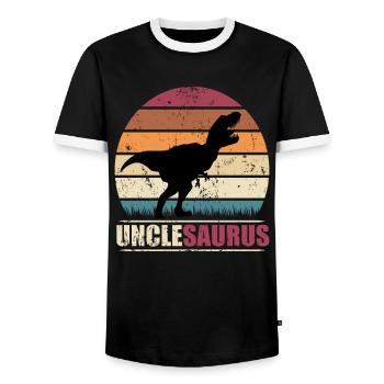 Unclesaurus T Rex cadeau de dinosaure pour tonton - T-shirt contrasté Homme - noir/blanc - Devant - AI Model Female 172 light (172cm) & AI Model Male 178 light (178cm)