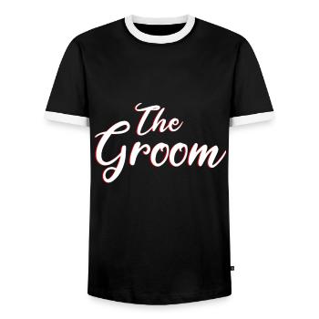 the groom der Bräutigam - T-shirt contrasté Homme - noir/blanc - Devant - AI Model Female 172 light (172cm) & AI Model Male 178 light (178cm)