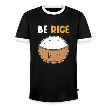 Kawaii Reis lustiges Wortspiel Reis - Männer Kontrast-T-Shirt - Schwarz/Weiß - Vorne - AI Model Female 172 light (172cm) & AI Model Male 178 light (178cm)