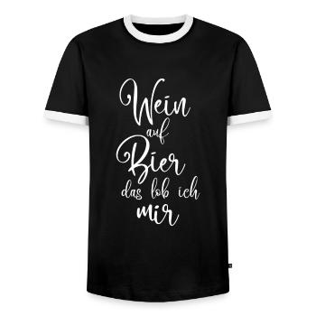Wein auf Bier das lob ich mir - Wein - Männer Kontrast-T-Shirt - Schwarz/Weiß - Vorne - AI Model Female 172 light (172cm) & AI Model Male 178 light (178cm)