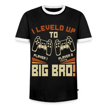 I Leveled Up To Big Bro - Neuer Gaming Bruder - Männer Kontrast-T-Shirt - Schwarz/Weiß - Vorne - AI Model Female 172 light (172cm) & AI Model Male 178 light (178cm)