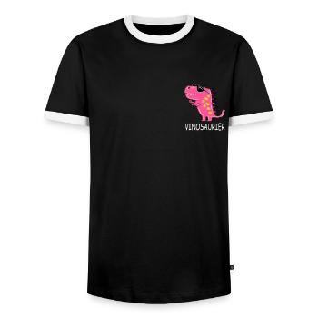 Wein Dino Rotwein Rosa Dinosaurier Vinosaurier - Männer Kontrast-T-Shirt - Schwarz/Weiß - Vorne - AI Model Female 172 light (172cm) & AI Model Male 178 light (178cm)
