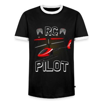 Model Flight RC Helicopter Pilot Model Helicopter - Men's Ringer Shirt - black/white - Front - AI Model Female 172 light (172cm) & AI Model Male 178 light (178cm)