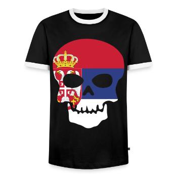 Serbia Skull - Serbia - Men's Ringer Shirt - black/white - Front - AI Model Female 172 light (172cm) & AI Model Male 178 light (178cm)