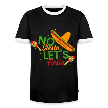 No Siesta Let’s Fiesta Cinco De Mayo Sombrero Mexi - T-shirt contrasté Homme - noir/blanc - Devant - AI Model Female 172 light (172cm) & AI Model Male 178 light (178cm)