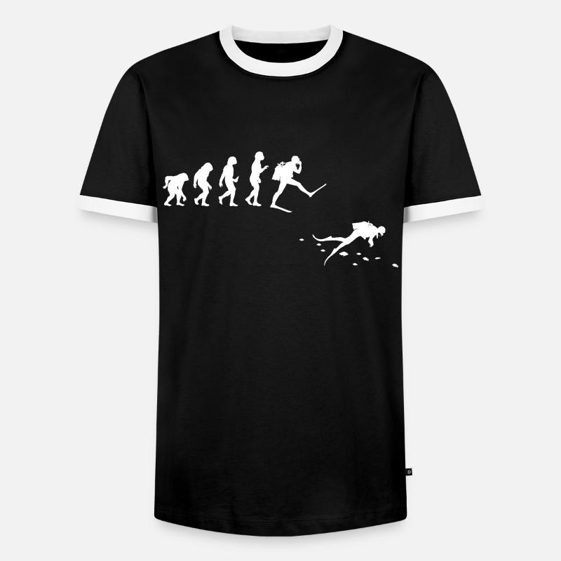 Tauchen Evolution Taucher - Männer Kontrast-T-Shirt - Schwarz/Weiß