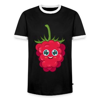 Himbeere - Männer Kontrast-T-Shirt - Schwarz/Weiß - Vorne - AI Model Female 172 light (172cm) & AI Model Male 178 light (178cm)