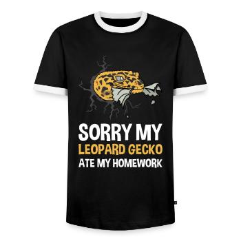 Leopard gecko gecko homework eaten - Men's Ringer Shirt - black/white - Front - AI Model Female 172 light (172cm) & AI Model Male 178 light (178cm)