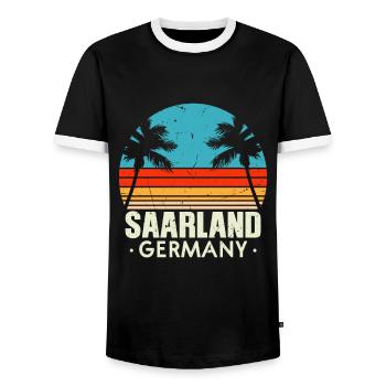 Saarland Retro Vintage Design - Männer Kontrast-T-Shirt - Schwarz/Weiß - Vorne - AI Model Female 172 light (172cm) & AI Model Male 178 light (178cm)