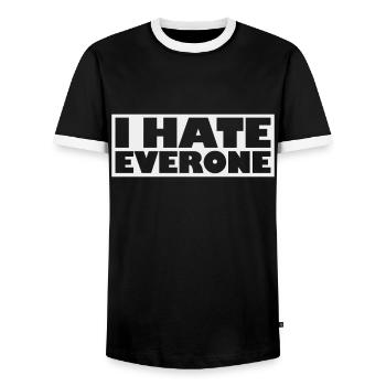 Je déteste tout le monde - sarcastiquement méchant et méchant - T-shirt contrasté Homme - noir/blanc - Devant - AI Model Female 172 light (172cm) & AI Model Male 178 light (178cm)