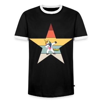 Dabbing Unicorn Licorne Dab Vintage - T-shirt contrasté Homme - noir/blanc - Devant - AI Model Female 172 light (172cm) & AI Model Male 178 light (178cm)