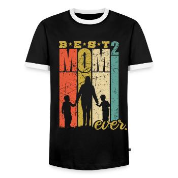 Best Mom ever double mother mom 2 kids - Men's Ringer Shirt - black/white - Front - AI Model Female 172 light (172cm) & AI Model Male 178 light (178cm)
