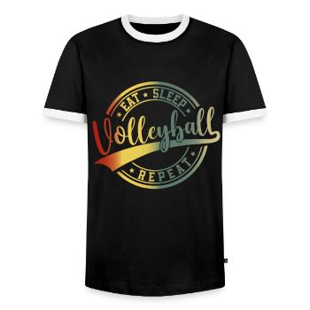 Volleyball Spieler Beach Volleyballer - Männer Kontrast-T-Shirt - Schwarz/Weiß - Vorne - AI Model Female 172 light (172cm) & AI Model Male 178 light (178cm)