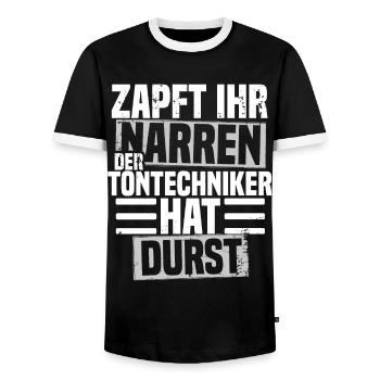 Zapft ihr Narren der Tontechniker hat durst - Männer Kontrast-T-Shirt - Schwarz/Weiß - Vorne - AI Model Female 172 light (172cm) & AI Model Male 178 light (178cm)