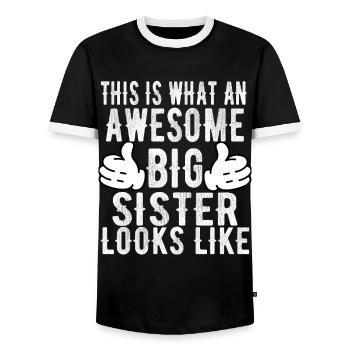 So sieht eine ehrfürchtige Schwester aus - Männer Kontrast-T-Shirt - Schwarz/Weiß - Vorne - AI Model Female 172 light (172cm) & AI Model Male 178 light (178cm)