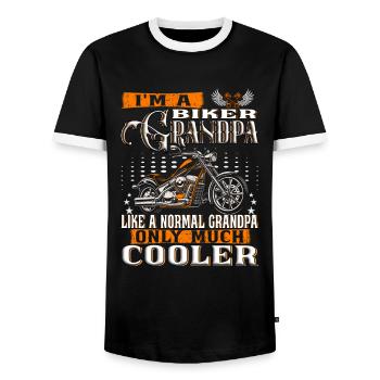 I'm a Biker Grandpa like a normal Grandpa - Men's Ringer Shirt - black/white - Front - AI Model Female 172 light (172cm) & AI Model Male 178 light (178cm)