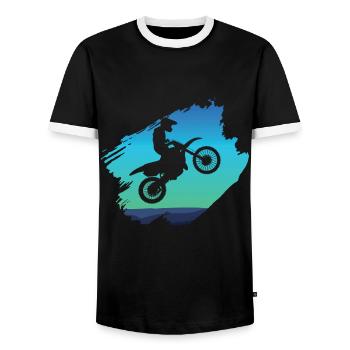 Motocross-Dirtbike - Männer Kontrast-T-Shirt - Schwarz/Weiß - Vorne - AI Model Female 172 light (172cm) & AI Model Male 178 light (178cm)