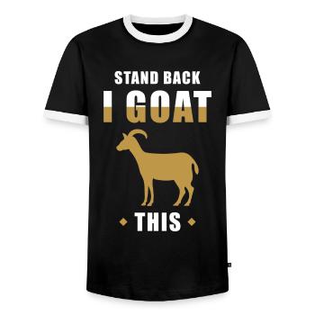 Ziege Spruch lustig Geißbock Wortpsiel - Männer Kontrast-T-Shirt - Schwarz/Weiß - Vorne - AI Model Female 172 light (172cm) & AI Model Male 178 light (178cm)