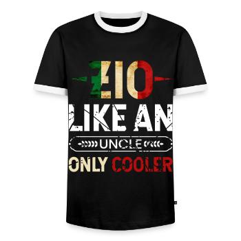 Zio like an uncle only cooler - Men's Ringer Shirt - black/white - Front - AI Model Female 172 light (172cm) & AI Model Male 178 light (178cm)
