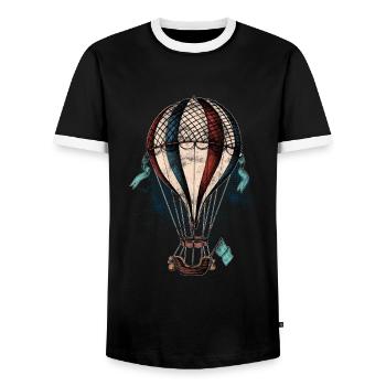 Vintage Balloonist Hot Air Balloon - Men's Ringer Shirt - black/white - Front - AI Model Female 172 light (172cm) & AI Model Male 178 light (178cm)